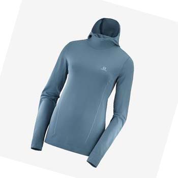 Salomon ESSENTIAL SEAMLESS Kapucnis Pulóver Női Sötétkék | HU 3093VRW